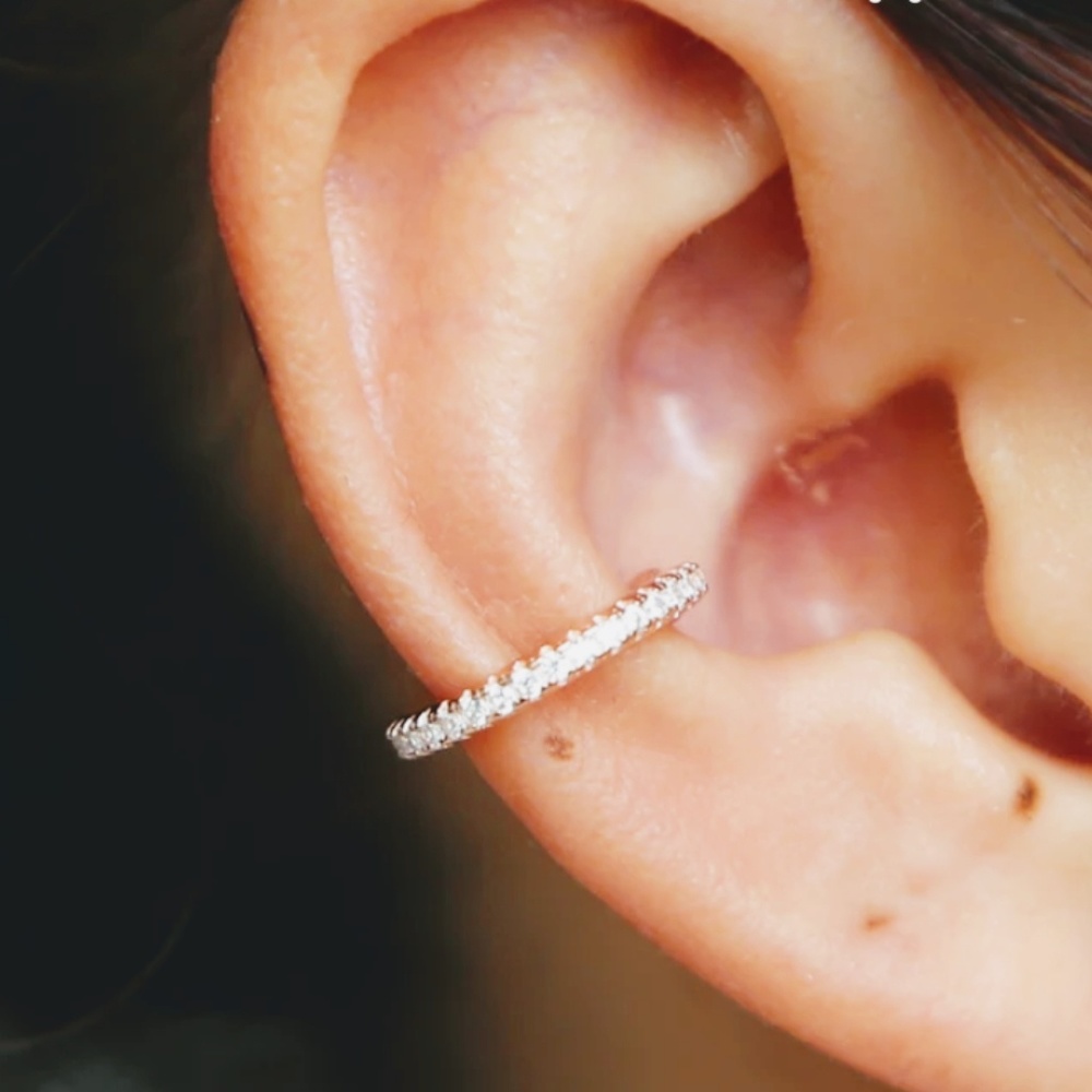 Sterling Silver micro pave cubic zirconia ear cuff